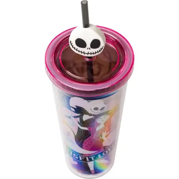 Christmas Misfit Love Featuring Jack and Sally Plastic Cold Cup with Lid - Picture 3 of 4